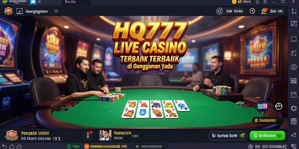 Screenshot HQ777 menampilkan permainan Live Casino yang mengasyikkan dengan dealer langsung.