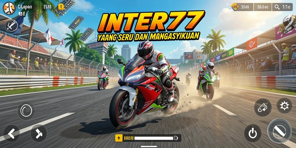 Tampilan gameplay INTER77 yang mendebarkan dengan motor balap.