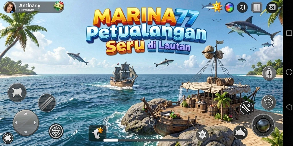 Screenshot MARINA77 menampilkan momen petualangan di lautan.