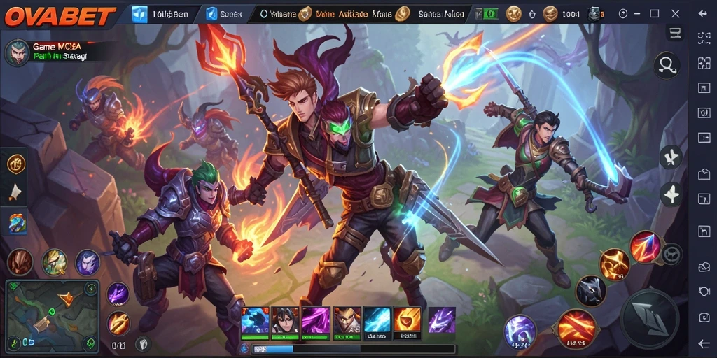 Tampilan gameplay seru di arena MOBA OVABET.