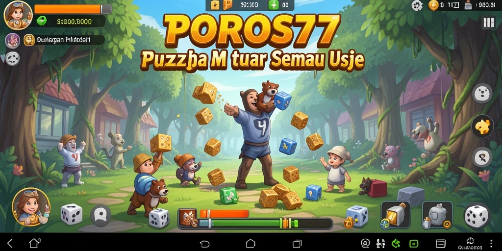 Screenshot gameplay <strong>POROS77</strong> menunjukkan tantangan puzzle yang menarik dan grafis yang berwarna-warni.