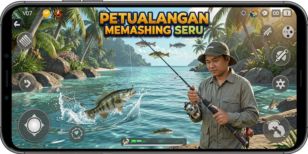 Tangkapan ikan besar dalam gameplay V07 yang menegangkan.