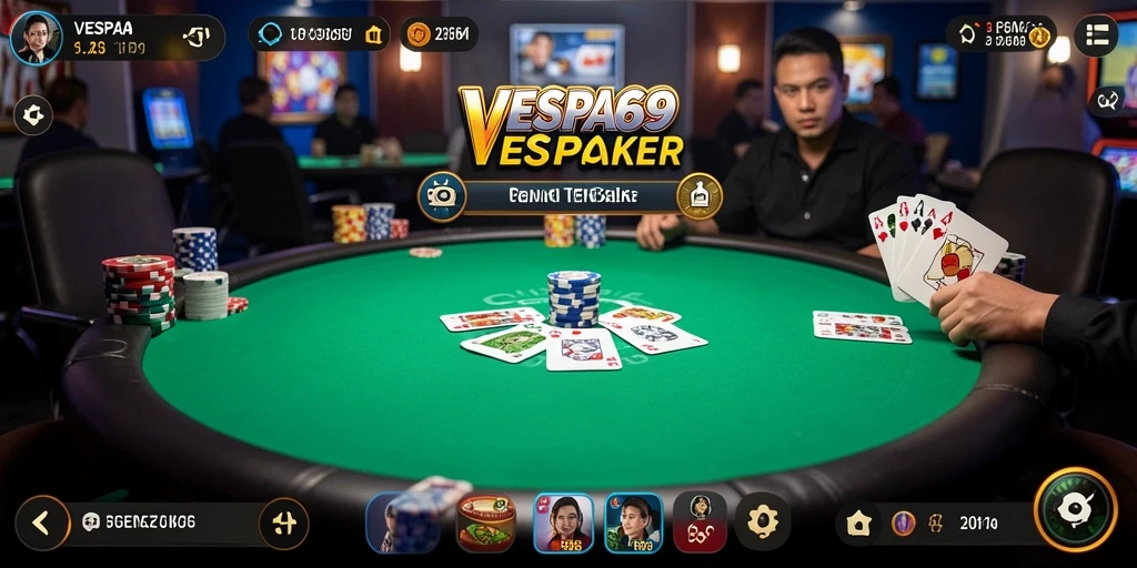 Tampilan gameplay Poker di VESPA69 yang menarik dan seru.