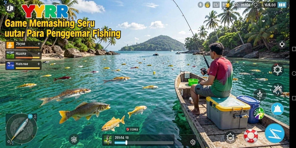 Tampilan gameplay YYRR yang menampilkan pengalaman memancing yang seru.